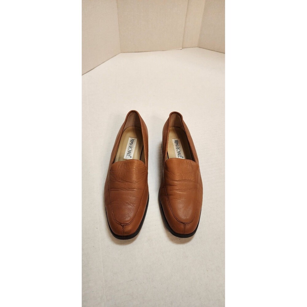 Brown leather slip on loafers size 7.5 women Prima Royale Work Travel